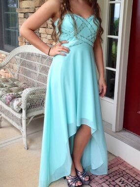 NWT Cache Aqua High-Low Prom Dress with Beaded Bodice 👗 6